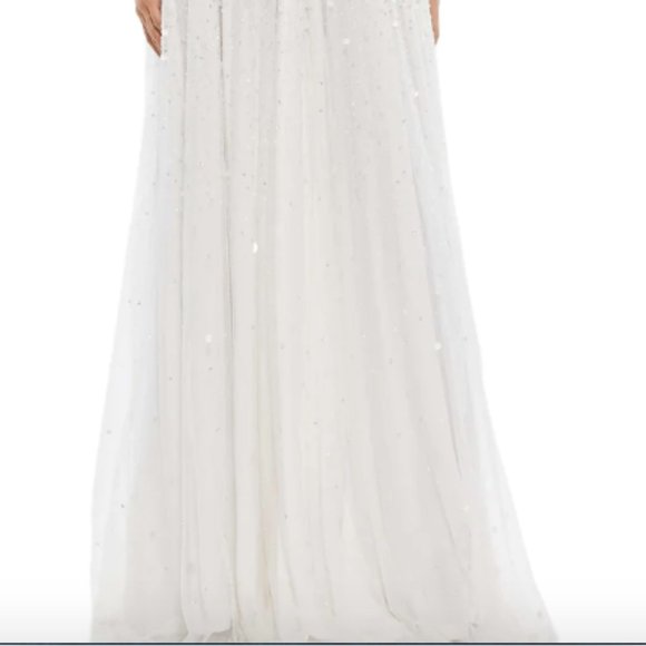 MAC DUGGAL EMBELLISHED ONE SHOULDER SEQUIN HIGH LOW WHITE GOWN SZ 2 - Picture 8 of 8